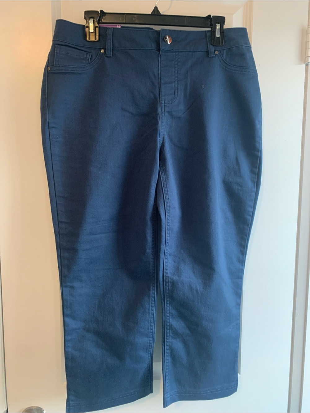 Navy Blue Pull-on Cropped Pant